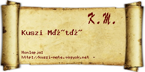 Kuszi Máté névjegykártya